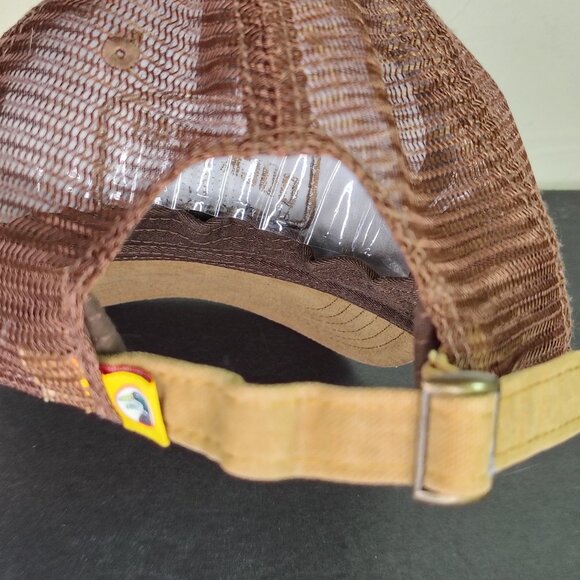 Duck Head Mesh Hat Cap Strap Back Brown Sanforized Patch Logo Trucker Mens - Picture 4 of 12